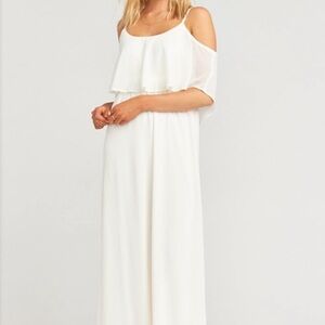New Show Me Your Mumu White Caitlin Ruffle Maxi Dress Size XXS